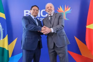 Thủ tướng Chính phủ Phạm Minh Chính và Tổng thống Brazil Luiz Inacio Lula da Silva. (Ảnh: VGP/NHẬT BẮC)