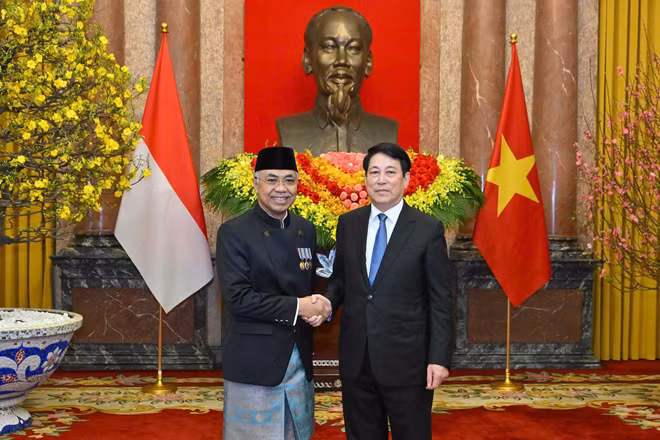 Chủ tịch nước Lương Cường tiếp Đại sứ Indonesia tại Việt Nam. (Ảnh: THỦY NGUYÊN)