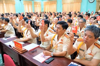 Các đại biểu biểu quyết tại Đại hội.