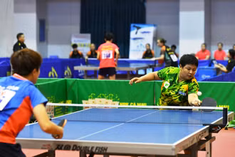 Trận đấu bán kết đồng đội nữ giữa TP Hồ Chí Minh 1 và Công an nhân dân 1.