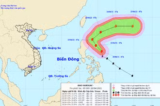 Vị trí và hướng di chuyển của bão Surigae. (Nguồn: nchmf.gov.vn)