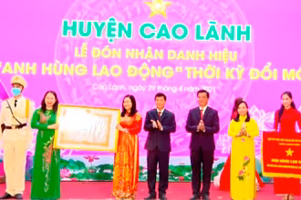Phó Chủ tịch nước Võ Thị Ánh Xuân trao danh hiệu “Anh hùng Lao động” thời kỳ đổi mới cho Đảng bộ, chính quyền và nhân dân huyện Cao Lãnh.
