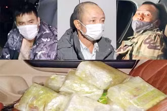Ba đối tượng Đức, Tâm, Trân cùng tang vật.