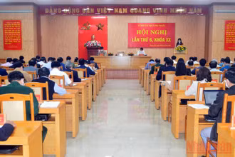 Quang cảnh Hội nghị Tỉnh ủy Quảng Ngãi lần thứ 6, khóa 20.