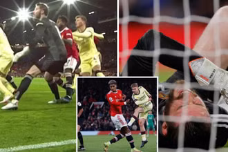 Tình huống ghi bàn của Emile Smith Rowe khi De Gea nằm sân. (Ảnh: DailyMail)