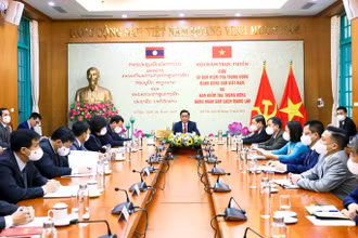 Quang cảnh buổi hội đàm trực tuyến.