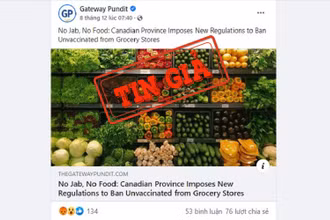 Bài viết đăng tải thông tin không chính xác trên website thegatewaypundit.com.