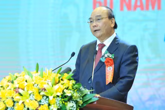 Chủ tịch nước Nguyễn Xuân Phúc phát biểu tại buổi lễ. (Ảnh: Minh Đức/TTXVN)