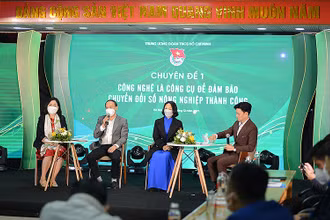 Đại diện các nhà quản lý, nhà khoa học, chuyên gia về chuyển đổi số, doanh nghiệp thành đạt chia sẻ kiến thức, kinh nghiệm kết nối cung – cầu trong nông nghiệp tại Diễn đàn. 