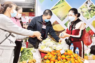 Người tiêu dùng Hà Nội mua sắm các sản phẩm nông sản, đặc sản vùng miền.