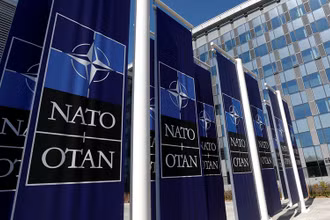 Lối vào trụ sở NATO tại Brussels, tháng 4/2018. (Ảnh: Reuters)
