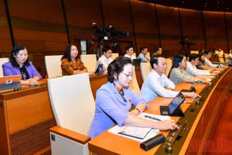 Các đại biểu Quốc hội biểu quyết thông qua Luật Thi đua, khen thưởng (sửa đổi), chiều 15/6. (Ảnh: LINH NGUYÊN)