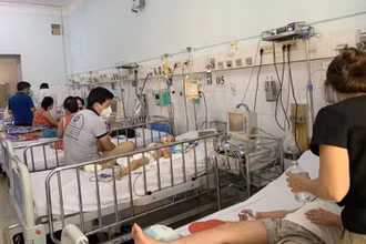 Nhiều bệnh nhi nhập viện do sốt xuất huyết tại Bệnh viện Nhi đồng 2, Thành phố Hồ Chí Minh. (Ảnh: TTXVN)