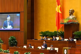 Phó Thủ tướng Thường trực Phạm Bình Minh báo cáo giải trình trước Quốc hội, ngày 9/6. Ảnh: LINH NGUYÊN KHOA