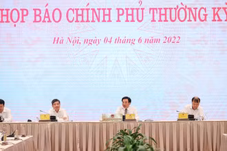 Phiên họp báo Chính phủ thường kỳ tháng 5 diễn ra chiều 4/6 tại Hà Nội. (Ảnh: VGP/Nhật Bắc)