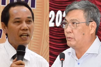 Ông Nguyễn Đức Hòa (trái) và ông Nguyễn Văn Phong - 2 Phó Chủ tịch UBND tỉnh Bình Thuận. (Ảnh: TTXVN)