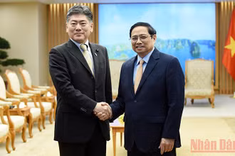 Thủ tướng Phạm Minh Chính tiếp Bộ trưởng Tư pháp Nhật Bản Furukawa Yoshihisa.