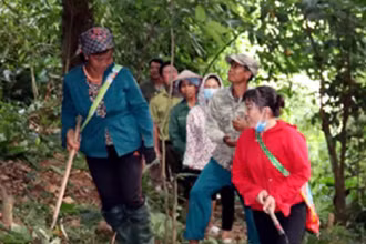 Người dân bản Mường Tùng, xã Mường Tùng, huyện Mường Chà chăm sóc rừng.