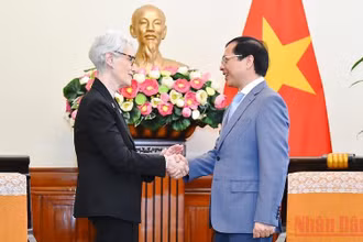 Bộ trưởng Ngoại giao Bùi Thanh Sơn tiếp Thứ trưởng thứ nhất Ngoại giao Hoa Kỳ Wendy Sherman. (Ảnh: Bộ Ngoại giao)