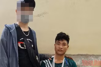 Đối tượng Lò Văn Sơn tại cơ quan công an.