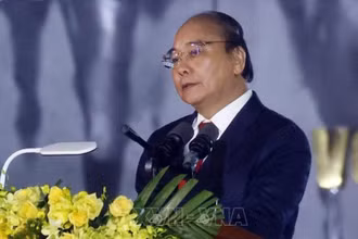 Chủ tịch nước Nguyễn Xuân Phúc phát biểu. (Ảnh: Thống Nhất/TTXVN)