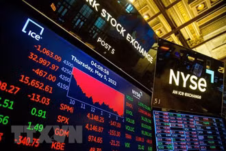Thị trường chứng khoán New York, Mỹ. (Ảnh: THX/TTXVN)