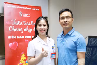 Anh Nguyễn Xuân Thiệp (Hà Nội) tham gia hiến máu vào đúng ngày sinh nhật mình.