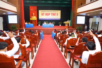 Các đại biểu biểu quyết thông qua nghị quyết tại kỳ họp. 
