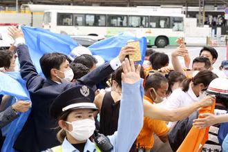 Một góc hiện trường nơi ông Abe bị bắn. (Ảnh: Kyodo/Reuters)