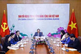 Quang cảnh hội đàm trực tuyến. (Ảnh: TTXVN)