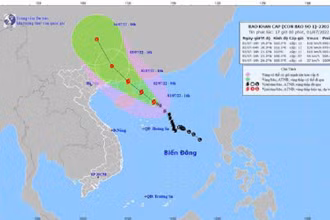 Dự báo vị trí và hướng di chuyển của bão số 1. (Nguồn: Trung tâm Dự báo khí tượng thủy văn quốc gia)