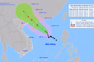Vị trí và hướng di chuyển của bão số 1. (Nguồn: nchmf.gov.vn)