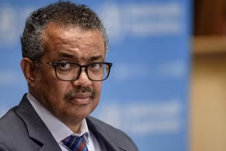 Tổng Giám đốc WHO Tedros Adhanom Ghebreyesus trong 1 buổi họp báo tổ chức tại trụ sở WHO ở Geneva, Thụy Sĩ, ngày 3/7/2020. (Ảnh: Pool/REUTERS)