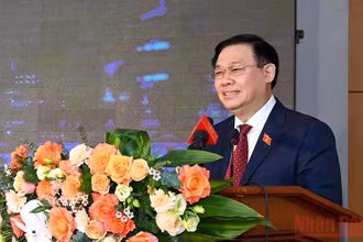 Chủ tịch Quốc hội Vương Đình Huệ phát biểu ý kiến chỉ đạo tại lễ kỷ niệm. (Ảnh: Duy Linh)