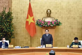 Thủ tướng Phạm Minh Chính chủ trì Phiên họp Chính phủ chuyên đề xây dựng pháp luật tháng 1/2022. (Ảnh: Trần Hải)
