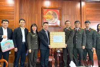 Tổng Biên tập Báo Nhân Dân Lê Quốc Minh trao quà, chúc Tết lãnh đạo và cán bộ Cục Công tác Đảng và công tác chính trị (Bộ Công an).