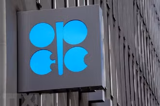 Biểu tượng của OPEC tại trụ sở ở Vienna, Áo. (Ảnh: AFP/TTXVN)