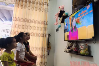 Học sinh Đà Nẵng theo dõi chương trình khai giảng trên truyền hình