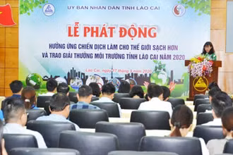 Lễ phát động chống rác thải nhựa, bảo vệ môi trường sạch hơn tại Lào Cai, chiều 17-9.