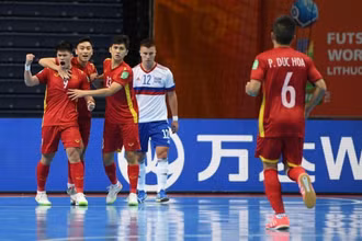 Đội tuyển futsal Việt Nam trình diễn ấn tượng tại vòng chung kết futsal World Cup Lithuania 2021. (Ảnh: VFF)