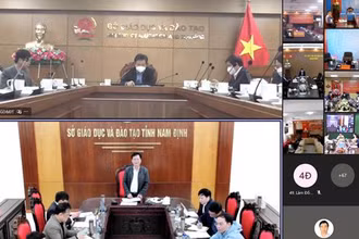 Hội nghị được thực hiện bằng hình thức trực tuyến. (Nguồn: Bộ Giáo dục và Đào tạo)