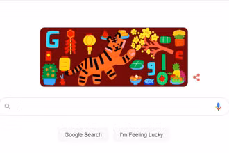 Biểu tượng năm Nhâm Dần trên trang chủ Google. (Ảnh chụp màn hình)