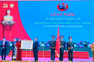 Thừa ủy quyền của Chủ tịch nước, Phó Bí thư Tỉnh uỷ Hải Dương trao tặng Đảng ủy Khối các cơ quan tỉnh Hải Dương Huân chương Lao động hạng Nhì.