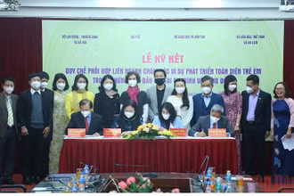 Lễ ký kết Quy chế phối hợp liên ngành thực hiện Đề án chăm sóc vì sự phát triển toàn diện của trẻ thơ những năm đầu đời tại gia đình và cộng đồng giai đoạn 2018-2025.