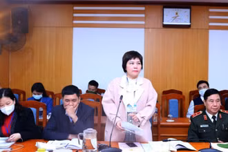 PGS. TS Đỗ Thị Thu Hằng, Viện trưởng Viện Báo chí, Học viện Báo chí và Tuyên truyền đưa ý kiến tại hội thảo.