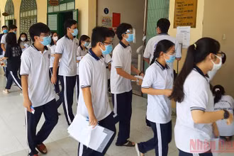 Học sinh Trường THPT Nguyễn Đình Chiểu trở lại trường học bình thường sau Tết Nguyên đán 2022.