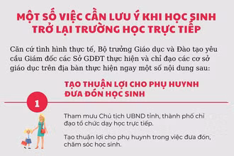 Một số việc cần lưu ý khi học sinh trở lại trường học trực tiếp