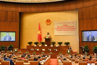 Quang cảnh Hội nghị tổng kết công tác HĐND các tỉnh, thành phố khu vực phía bắc năm 2021 và triển khai kế hoạch công tác năm 2022. 