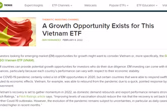 Trang ETF Trends của Mỹ nhấn mạnh, Việt Nam là điểm đến đầy hứa hẹn với các nhà đầu tư (Ảnh chụp màn hình). (Nguồn: Việt Nam và Thế giới)