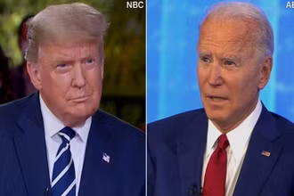 Đương kim Tổng thống Mỹ Donald Trump và cựu Phó Tổng thống Mỹ Joe Biden. (Ảnh: CNN)